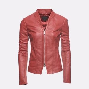 Danier Poppy Red Leather Jacket